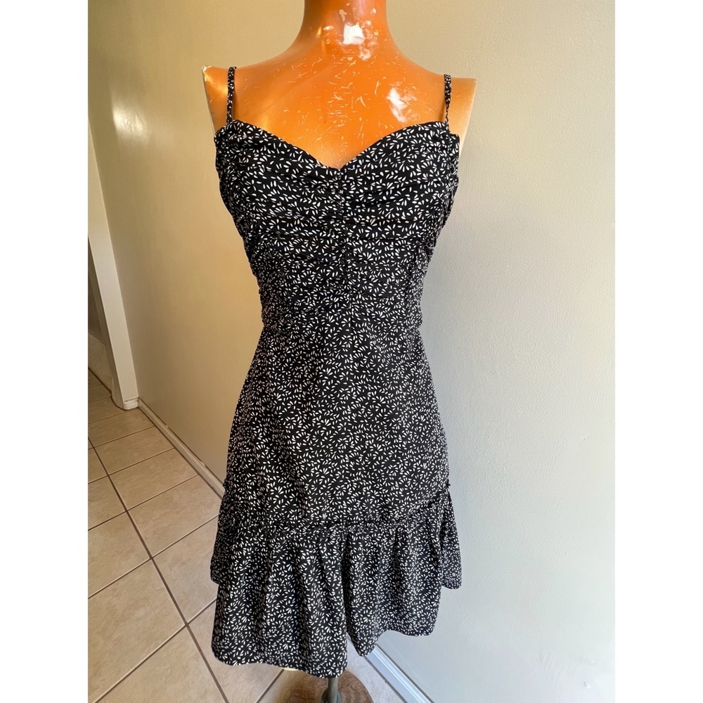 STORIA Smocked Ruffle Hem Ditsy Ruched Floral Mini Dress